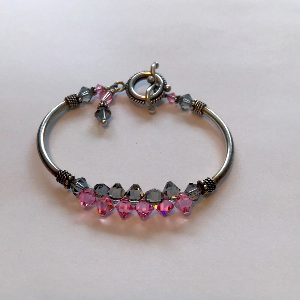 Handmade Bracelet pink and blue stones